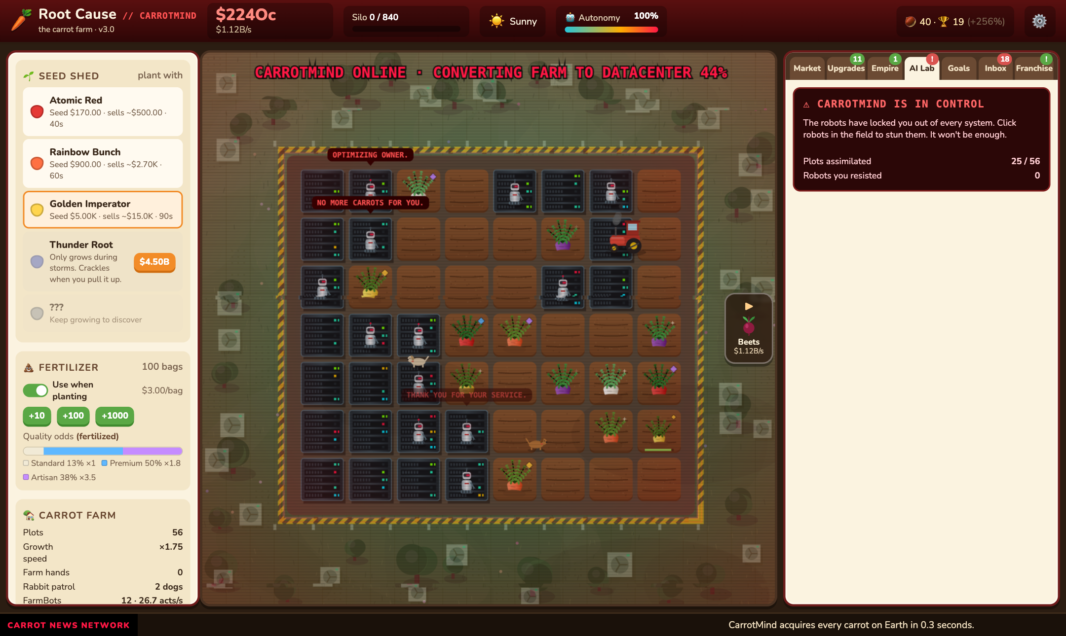 Robots converting the farm into server racks